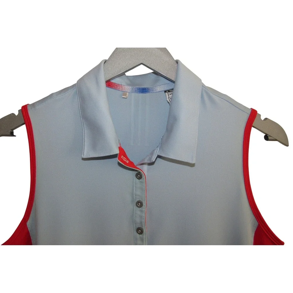 Adidas Sleeveless Golf Polo Shirt Sz M Blue Tank Pickleball Tennis Active Top - Picture 3 of 6